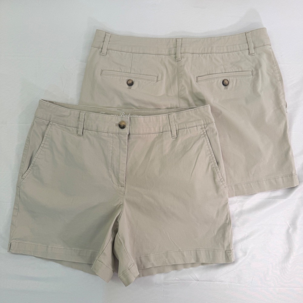 Tommy Bahama Khaki Chino Shorts Womens 12 Tan Cotton Tencel Blend 5 Inch Inseam